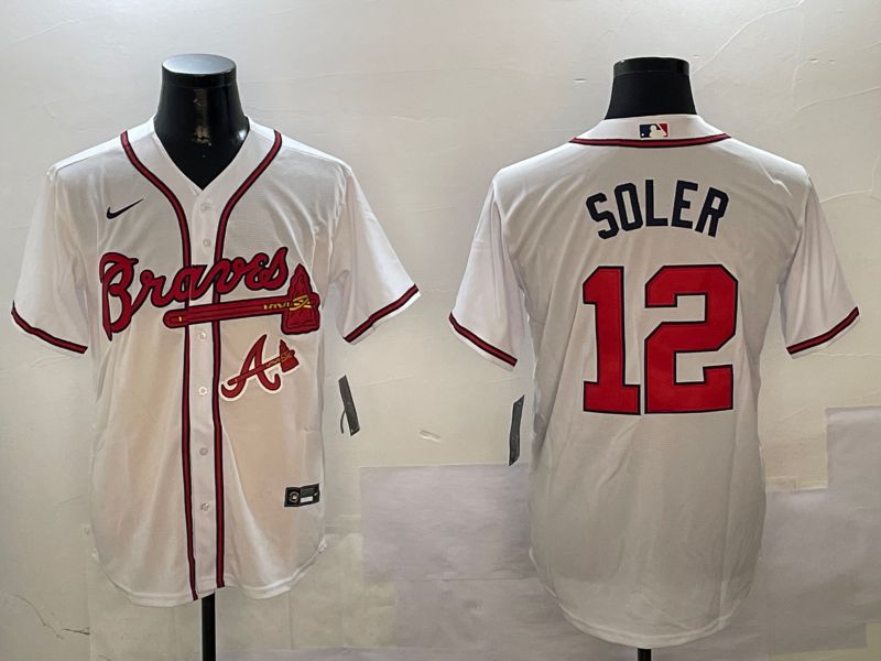 Men Atlanta Braves #12 Soler White Game 2024 Nike MLB Jersey style 1